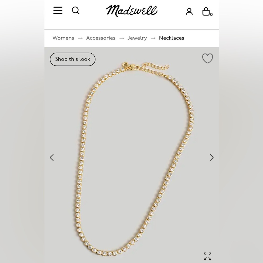 NWT Madewell The Tennis Collection Bezel Set Crystal Necklace